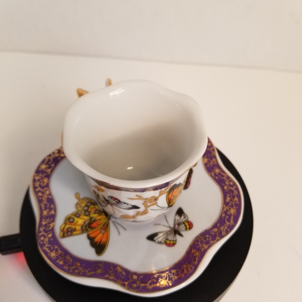 Butterflies Tea Cup & Saucer Formalities Baum Bros 10k Gold Trim - Picture 7 of 7